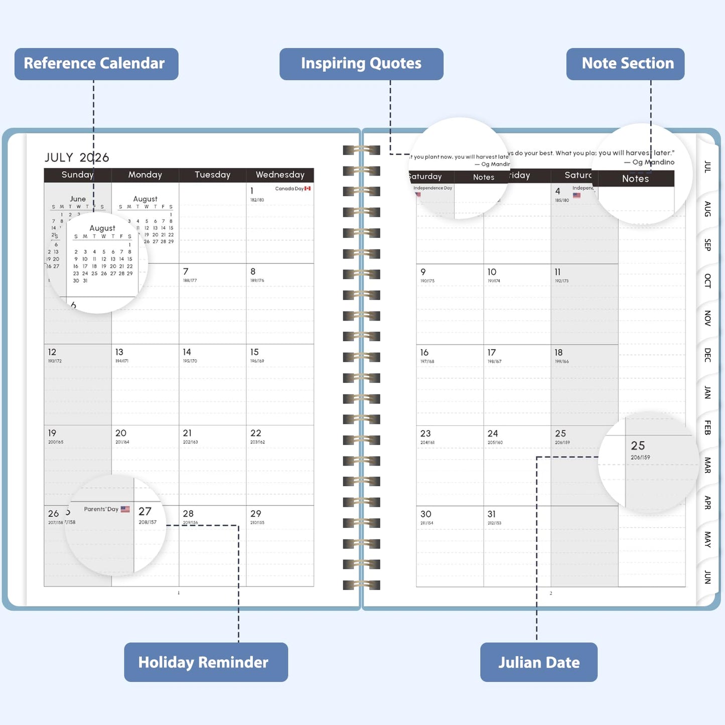 Planner 2026-2027, Weekly and Monthly Academic Planner, July 2026 - June 2027, Hardcover Calendar Agenda Book for School Year Planning, School Supplies for Teacher and Student, Letter Size(8.5'' x 11'')