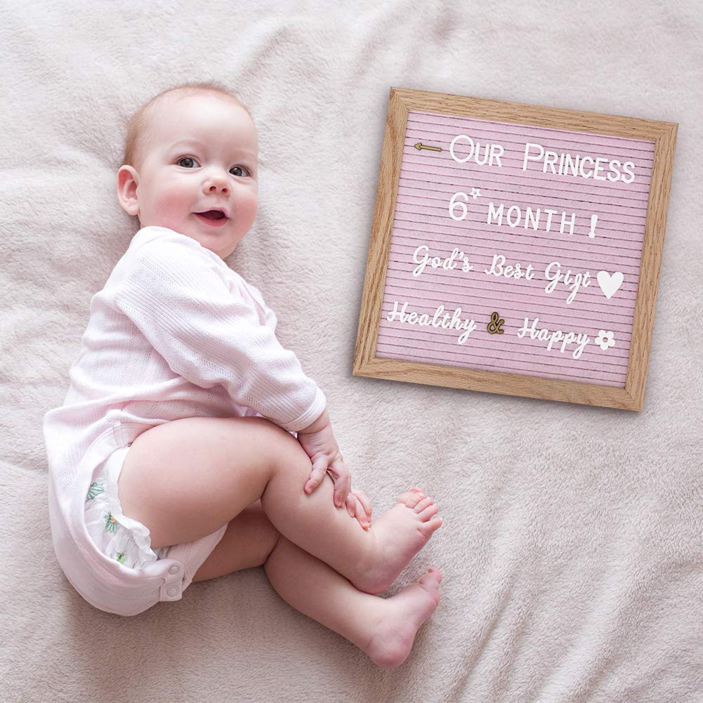 Pink Felt Letter Board 10x10 Inch, Pre Cut & Sorted 725 Letters, First Day of School Board, Changeable Letter Boards Message Board, Classroom Decor Farmhouse Wall Decor Sign Board