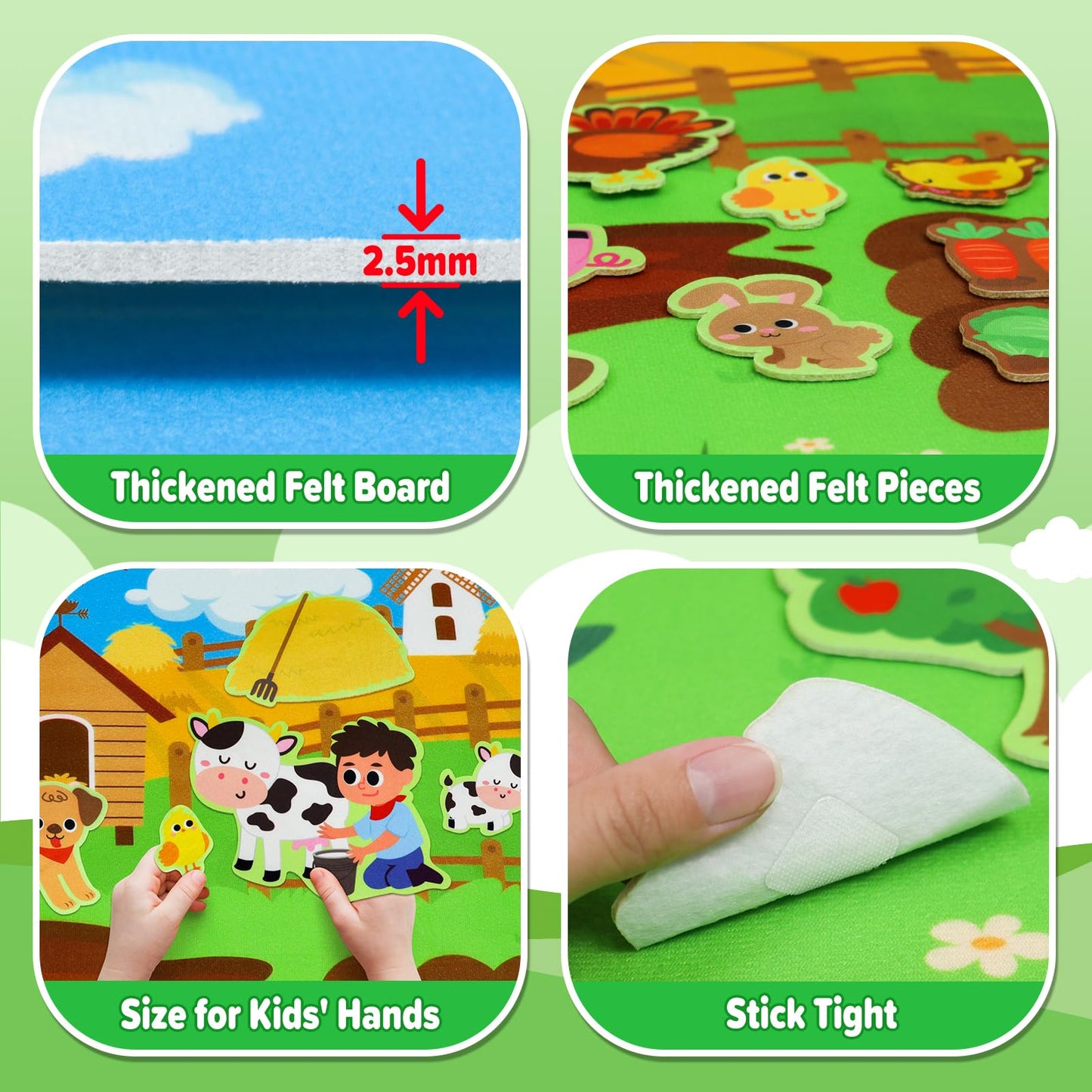 Dr.Rapeti Farm Animals Felt Story Board Set 41PCS Preschool Farmhouse Barnyard Theme Busy Board Story Set Storytelling Early Learning Interactive Play Kit Wall Hanging for Toddlers Kids Children 4+