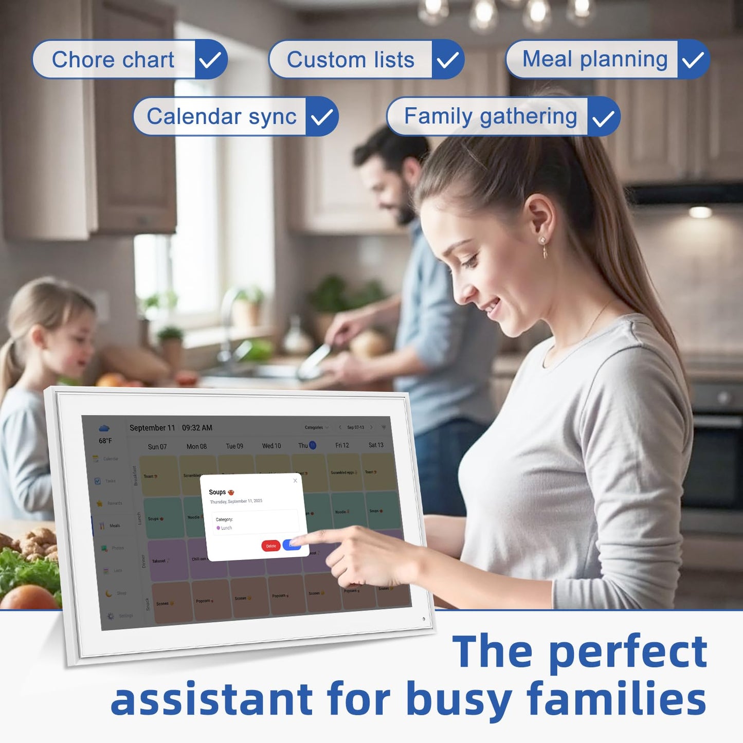 21.5 Inch Digital Calendar Wall Touch Screen, Smart Electronic Calendar with Digital Photo Frame, Family Planner & Chore Chart Reward System, Sync Google iCloud Outlook, Gift for Mom Women
