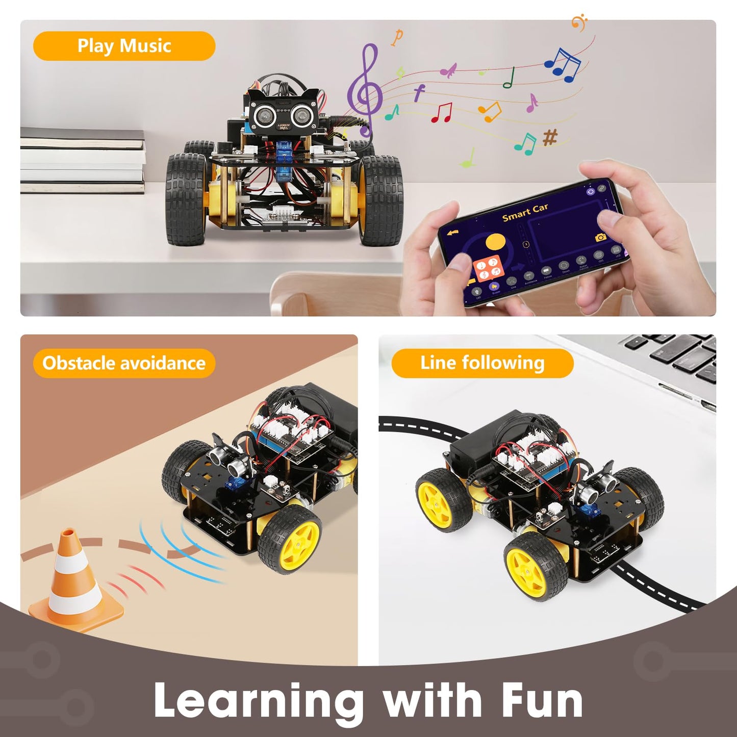 ACEBOTT Robotics Kit for Kids Ages 8-12 12-16, Smart Robot Car Kit Compatible with Arduino & Scratch, STEM Toys Coding Robot Kit with App Control, STEM Gifts for Kids and Teens