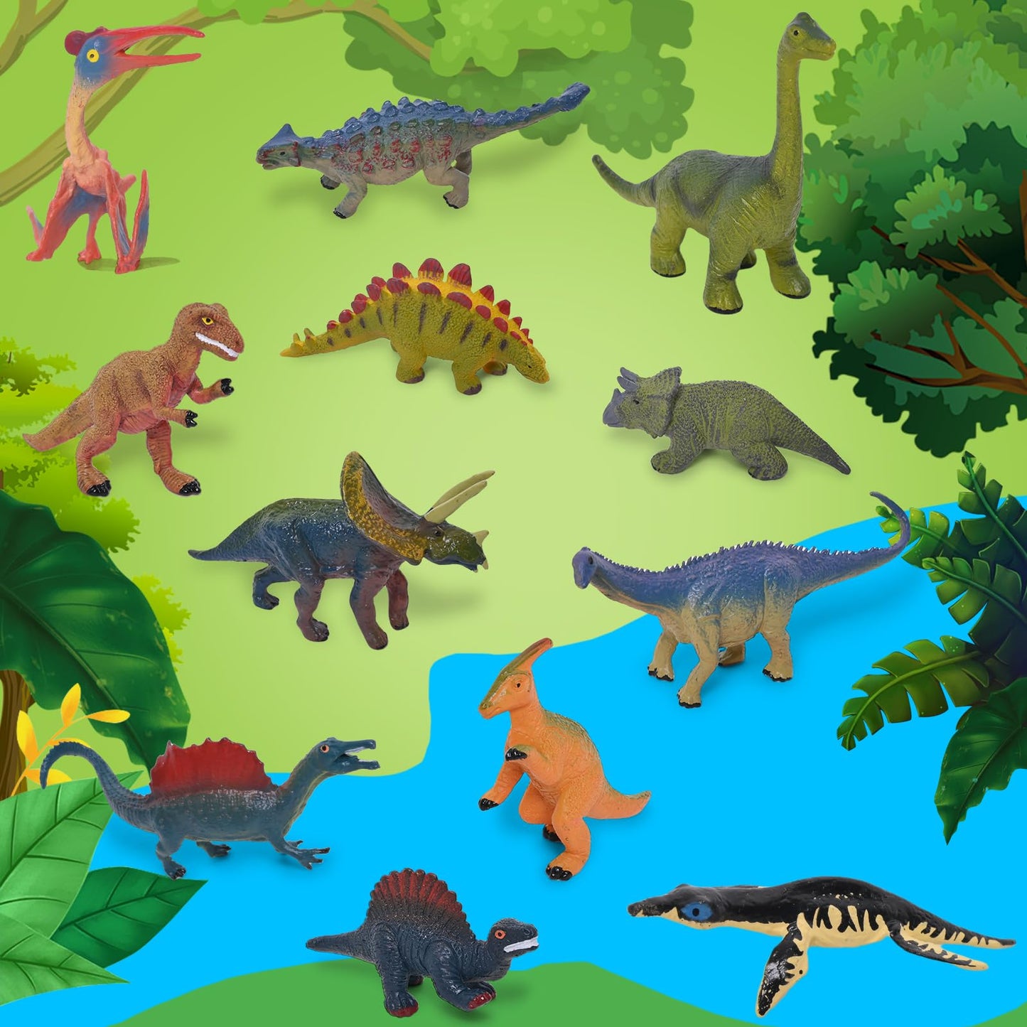 36 Animal Figurines - Educational Toys with Matching Flash Cards for Kids (Dinosaur, Zoo & Sea Animals)