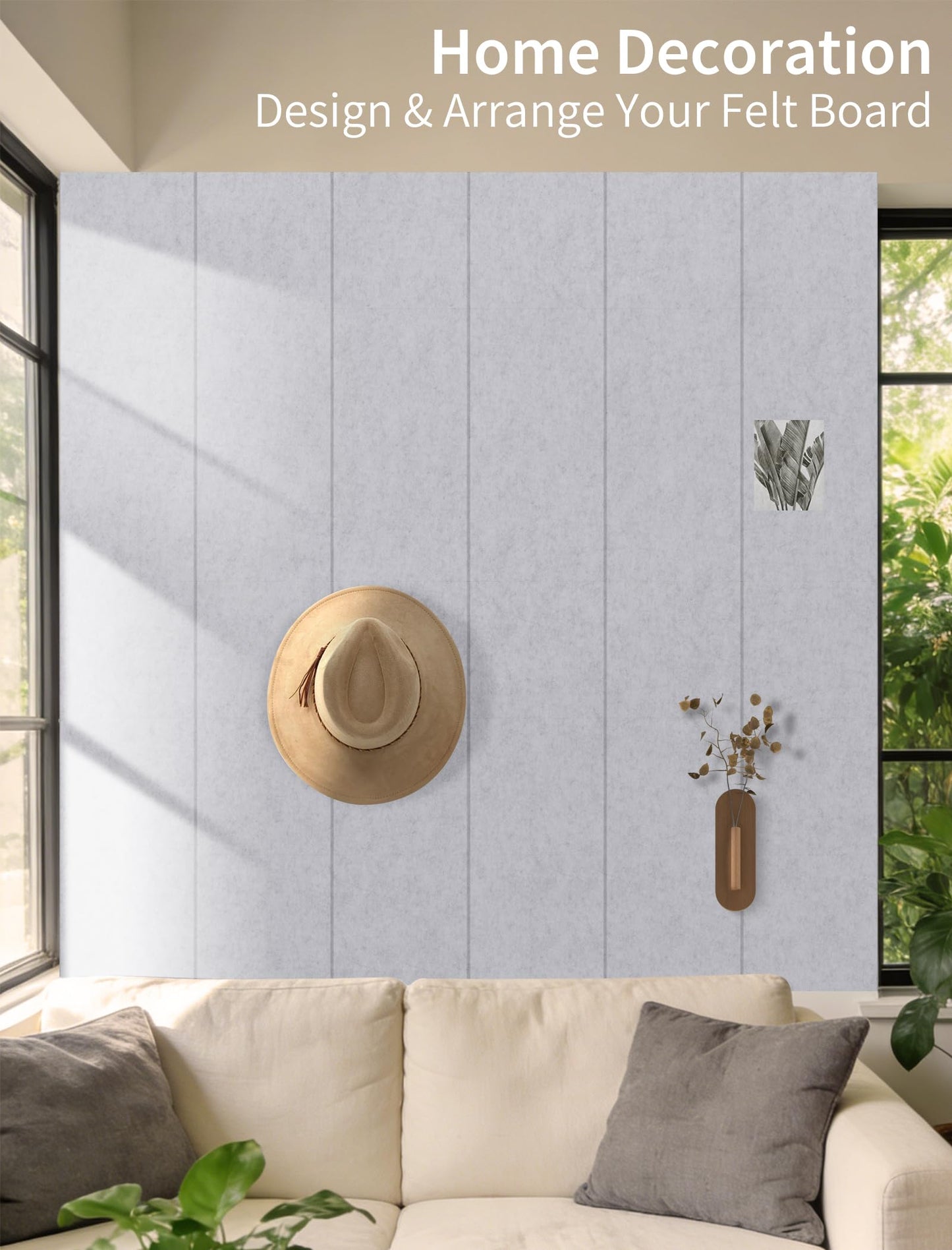 Large Bulletin Board 48"x 24" Cork Boards for Walls, 8 Pack Felt Wall Panels Photo Board, Cork Board for Office Home Pin Board
