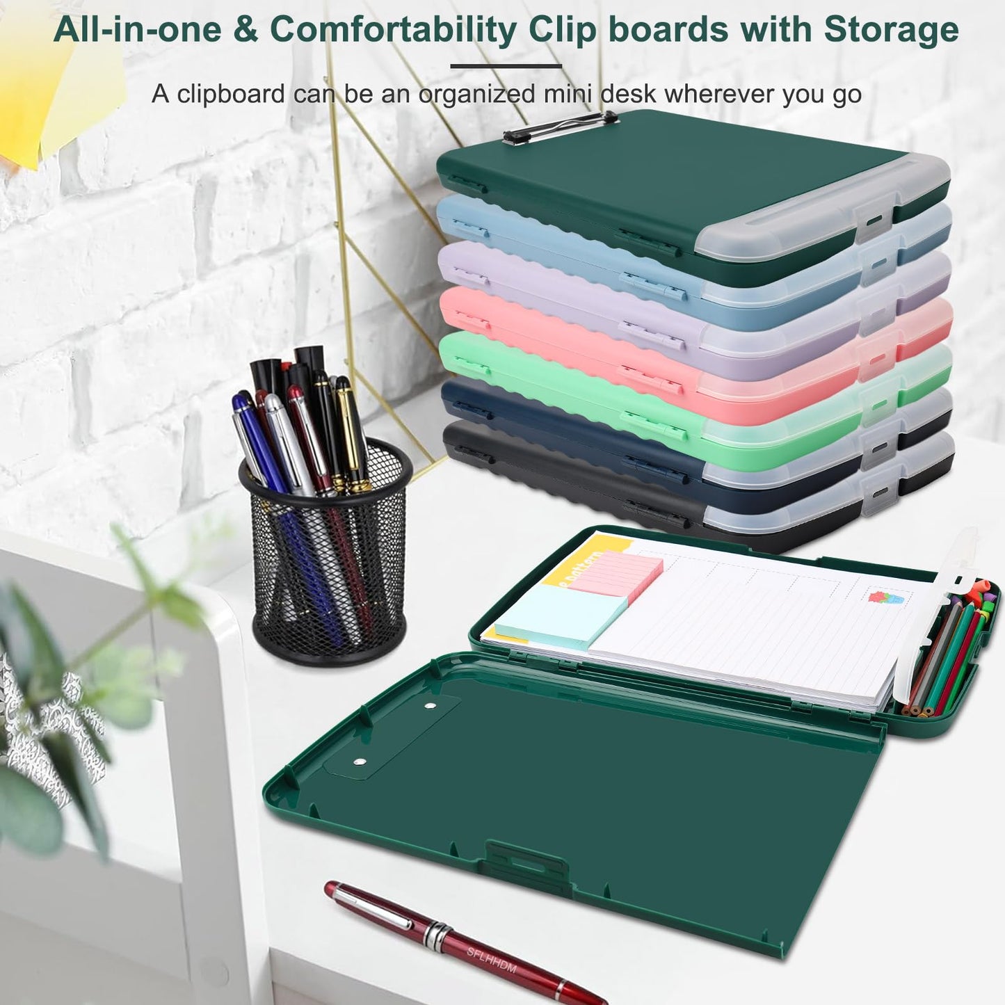 SFLHHDM Clip Boards 8.5x11 with Storage, Heavy Duty Storage Clipboard, Nursing Clipboards Folder with Pen Holder, Clipboards with Low Profile Clip, Nurse Clipboard Binder Case for Classroom