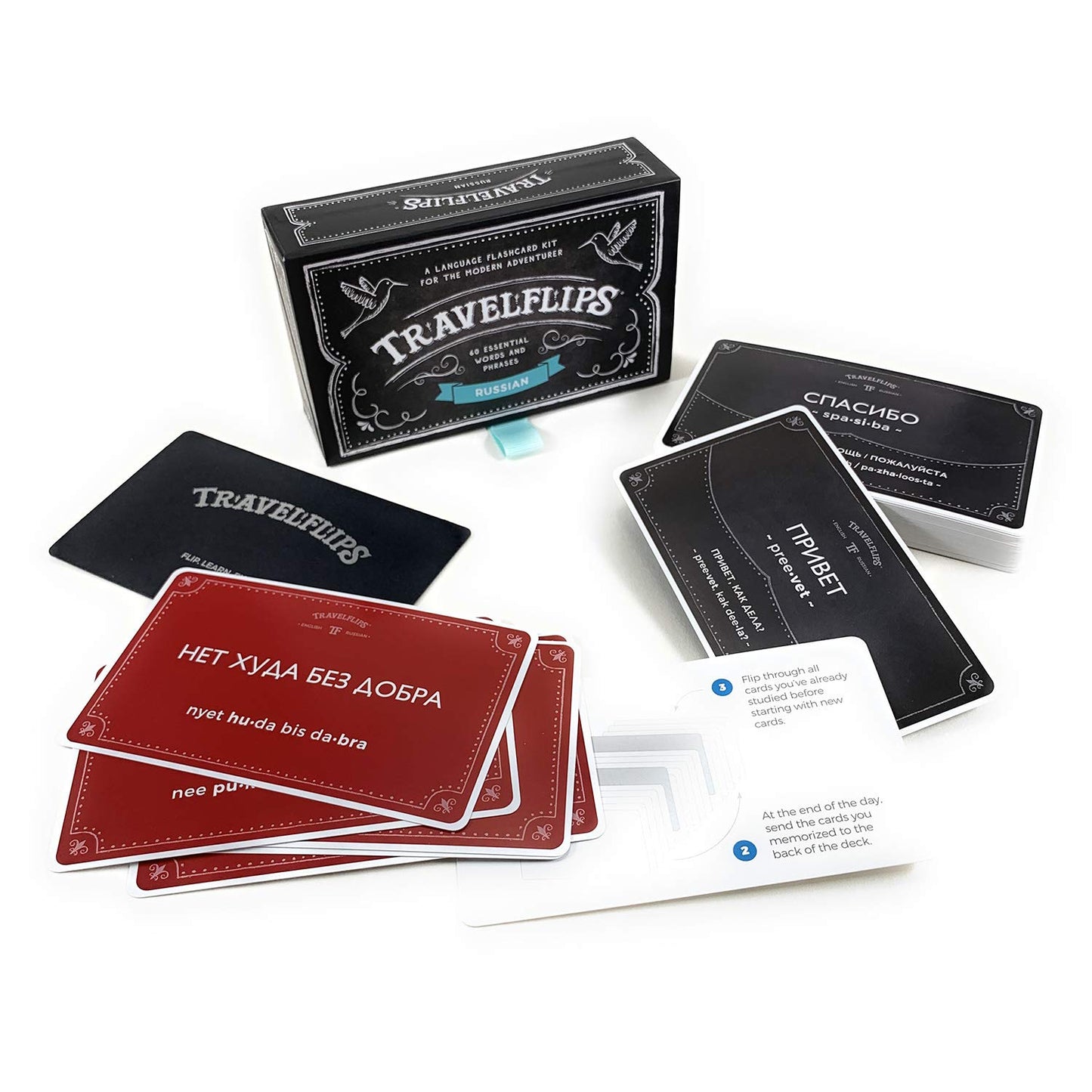 Russian Flash Cards - Learn Russian Language Vocabulary Words and Phrases - Basic Language for Beginners - Gift for Travelers, Kids, and Adults by Travelflips