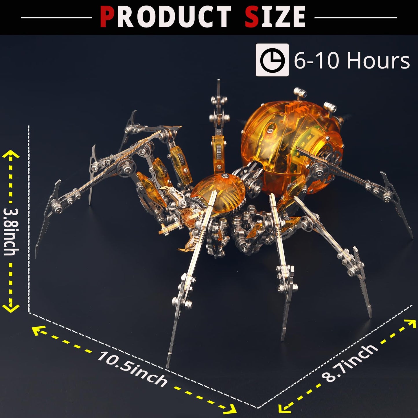 YUEZUDPO 3D Metal Puzzles for Adults, Metal 3D Puzzle DIY 3D Spider 602 Pieces Mechanical Building Kit,3D Model Kits to Build for Birthday Christmas