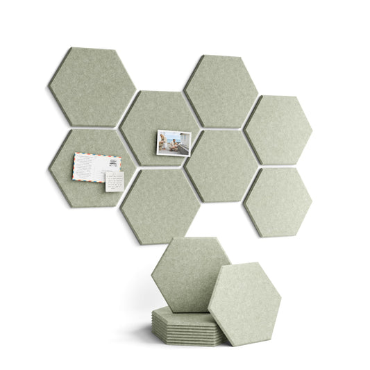 Fluxynara Hexagon Cork Board Alternative for Walls Decor-8-Pack Felt Bulletin Board Tiles,with 30 Pushpins,50 Adhesive Tabs for Office,Classrooms & Home Pin Board Felt Board-Sage
