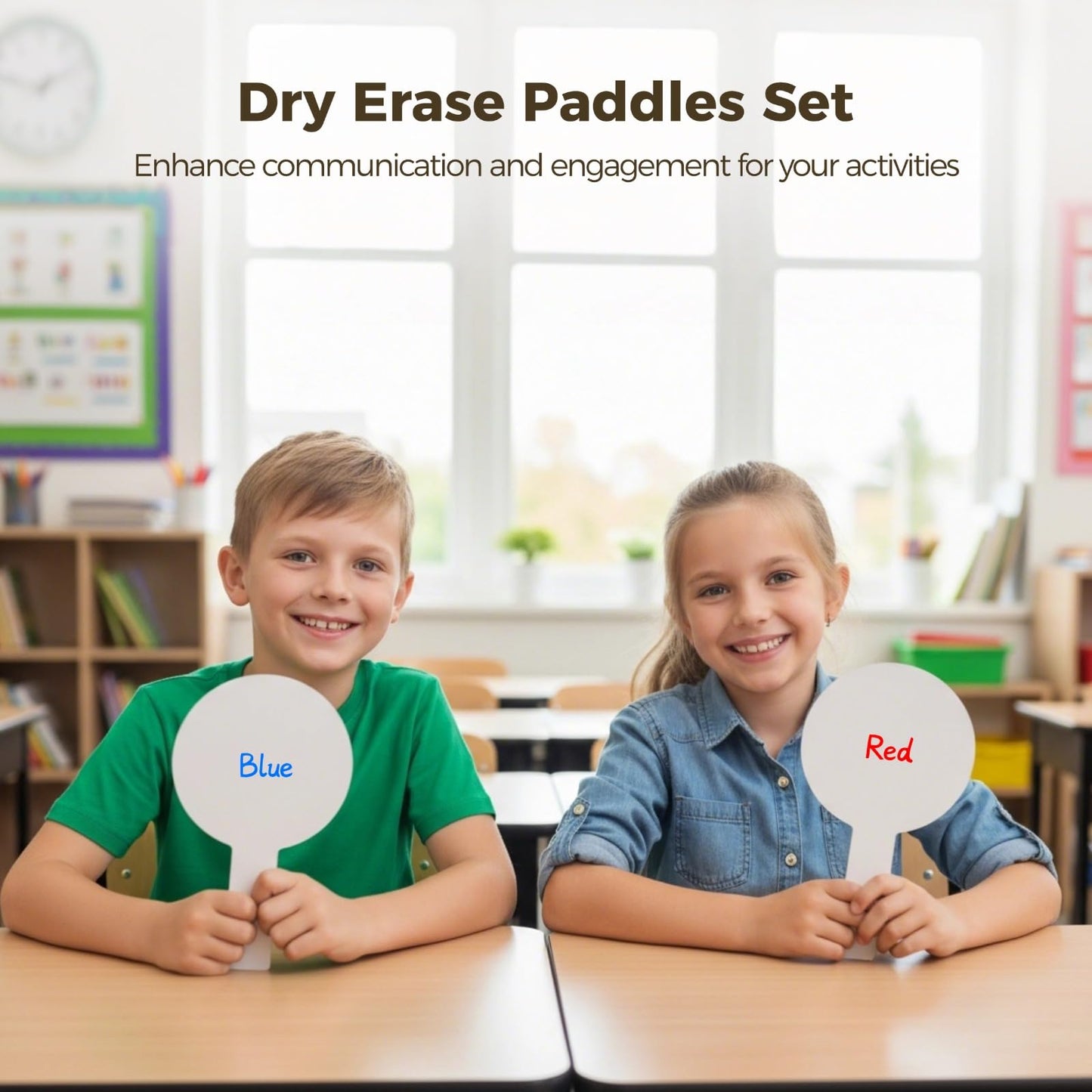 100 Pcs Dry Erase Paddles Set, Includes 8 Markers, Double Sided White Board Answer Paddles for Classroom, Auction, Lightweight and Portable, 8.7 x 5.1 in