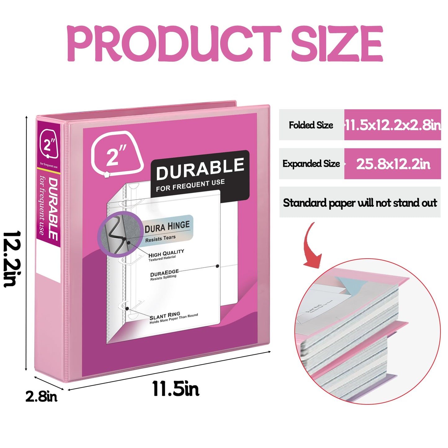 Zzrywuty Durable 3 Ring Binder,2 Inch Economy 4 Pack,Each Holds 540 Sheets,D-Ring Presentation View Binders for Office,School,Home(Pastel Assortment)