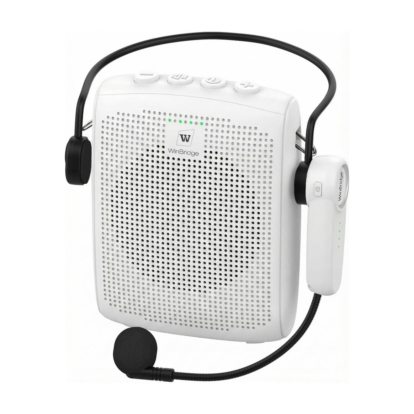 WinBridge Wireless Voice Amplifier -15W Bluetooth Headset Mic, Portable PA System for Teachers, Teacher Microphone for Classroom, 12-15H Battery, Small Presentation Speaker Sound Amplifier WB002 White