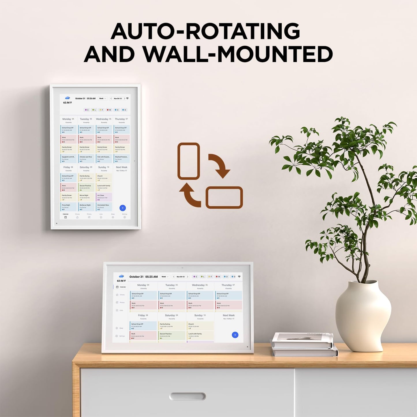 Mezed 15.6" Smart Digital Calendar, Meal Schedule, Duty Chart, HD Smart Touch Screen Home Interactive Electron Calender