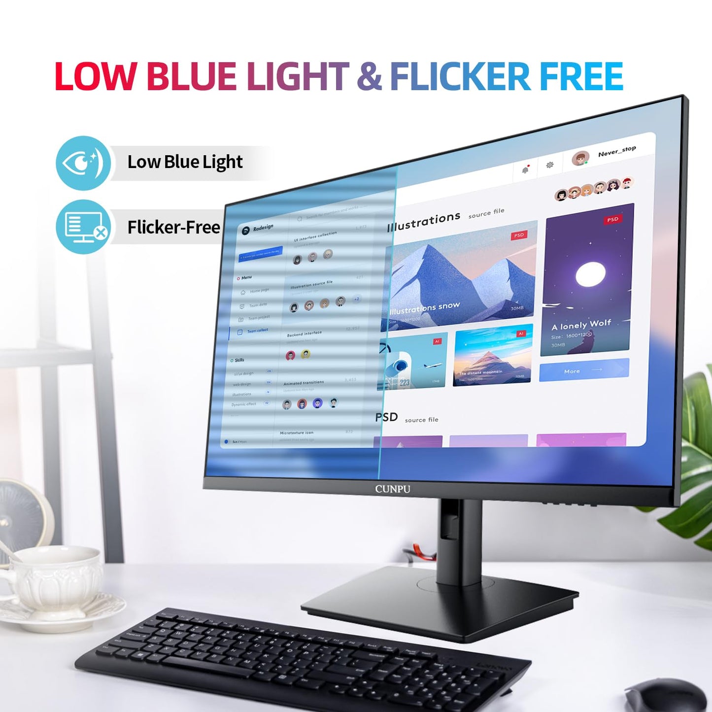 CUNPU 27 Inch Touchscreen Monitor, 10 Point Touch, FHD 1080P 60Hz Nano IPS Screen, 100% SRGB, VESA Wall Mountable, Tilt Adjustment, VGA HDMI for PC, Laptop Business & Work Station