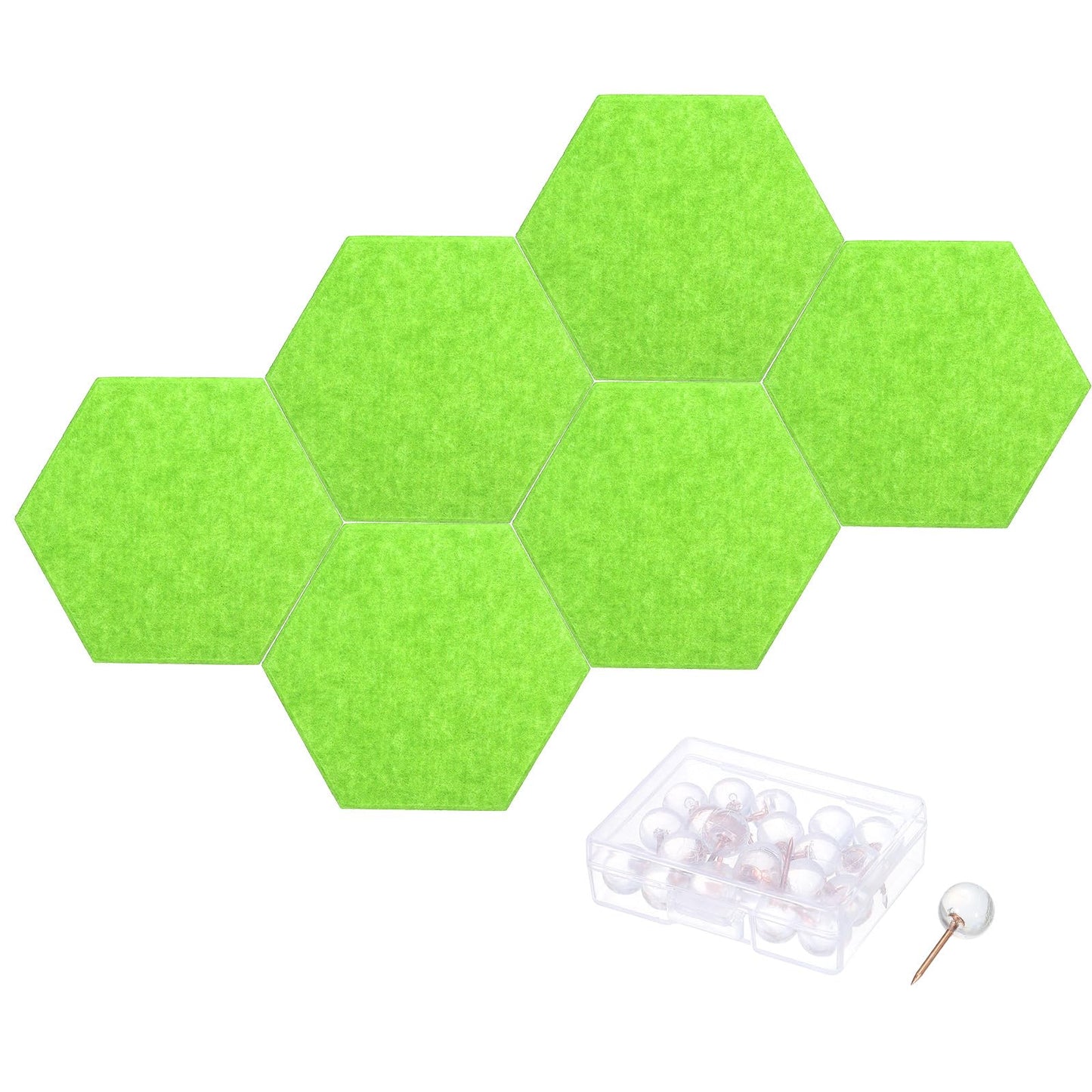 PATIKIL Felt Bulletin Board, 12"x10", 6 Packs Self Adhesive Hexagon Felt Tiles for Sound Proofing Wall Panels for Home Office Recording Studio,Game Room, Green