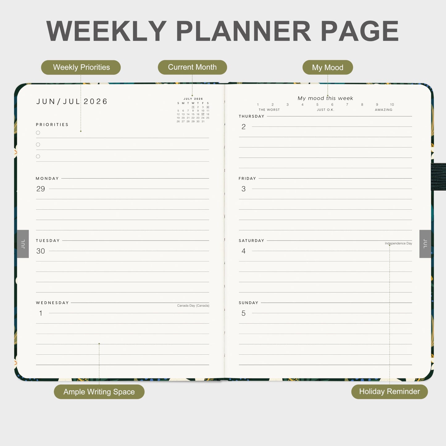 And Per Se Academic Planner 2026-2027 – Weekly & Monthly Planner, July 2026 to June 2027, A5 Leather Hardcover with Inner Pocket – Student & Teacher Organizer, 5.7" x 8"(Jungle Flora)