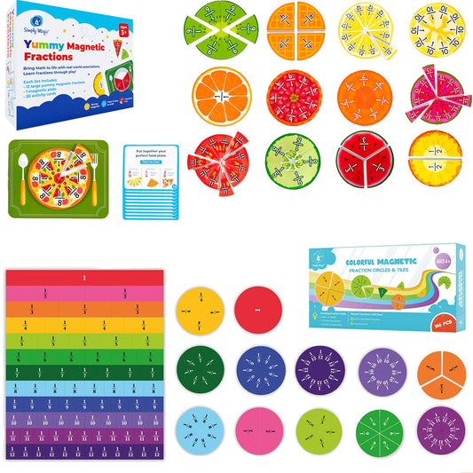 Simply Magic 166 PCS Magnetic Fraction Tiles and Circles & 112 PCS Yummy Magnetic Fractions