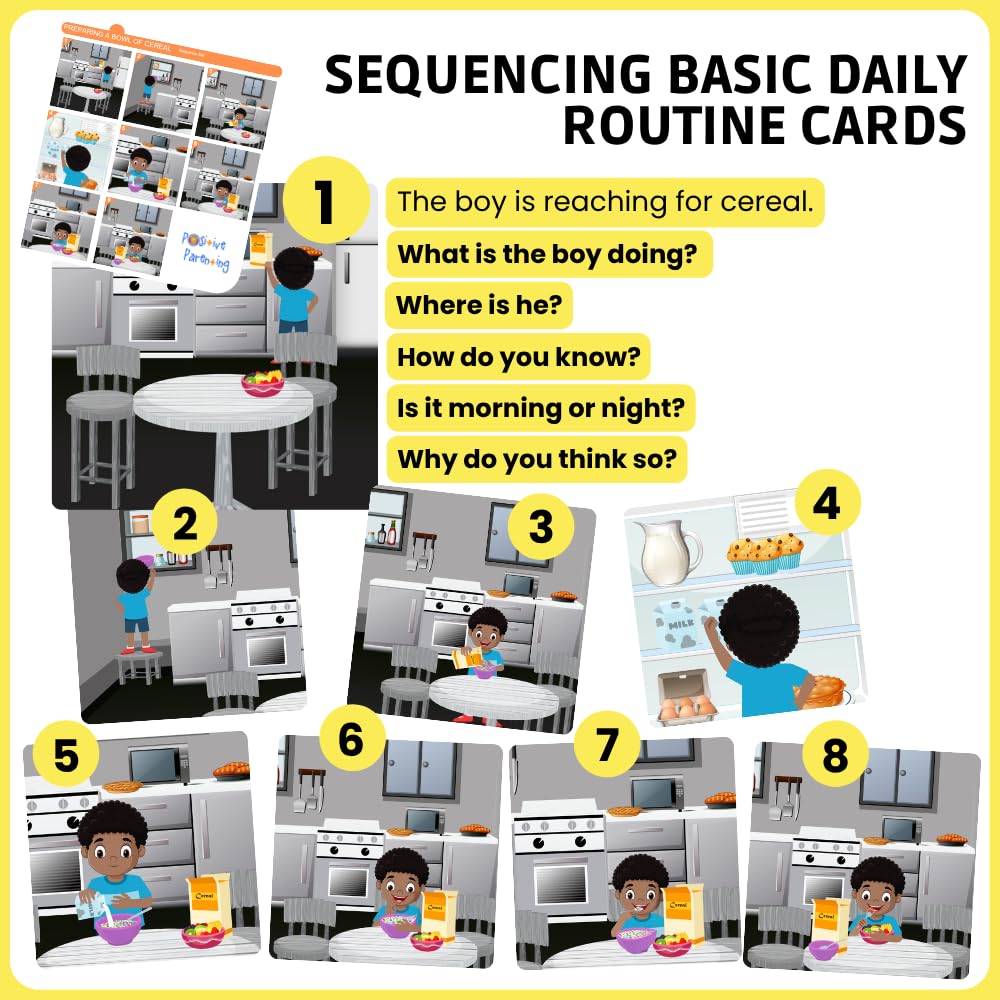 Sequencing Basic Daily Routine Conversation Cards | Learning Material for Social Skills & Emotional Intelligence | Speech Therapy Resources | ESL, Articulation, Storytelling, Sequencing Card Game
