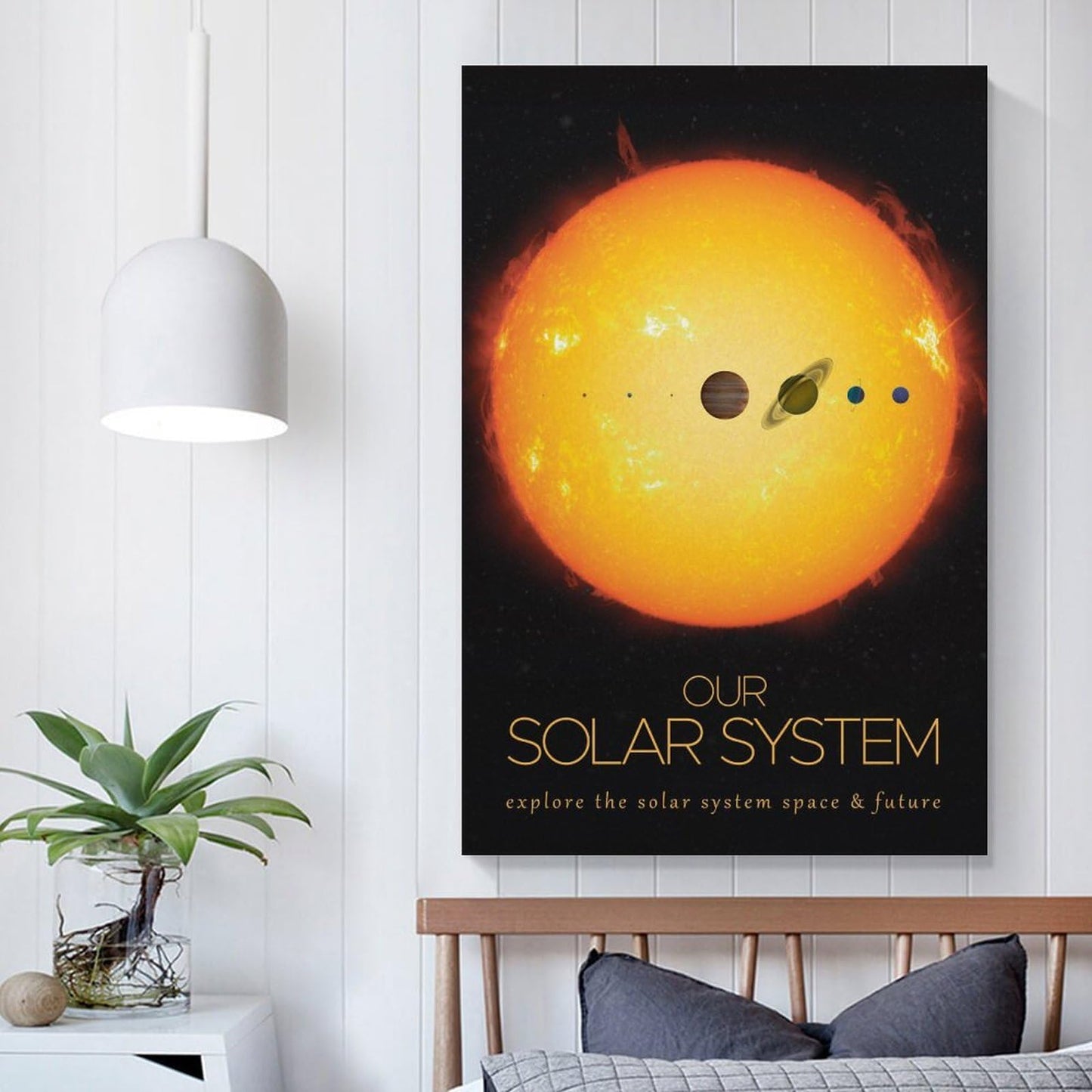 LGDSBHH Minimalist Our Solar System Canvas Wall Art - Educational Space Planet Poster - Science Classroom & Kids Bedroom Decor - 12x18 Inch (Unframed)