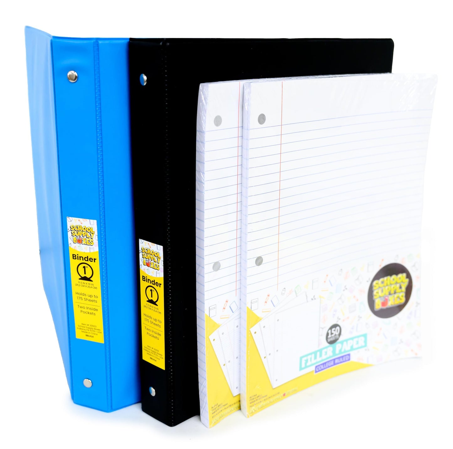 School Supply Boxes | High School Bundle (1 Box) | Back to School Essentials Kit for Students & Teachers | Includes 1" Binders, College-Ruled Notebooks, Highlighters, Markers, & More