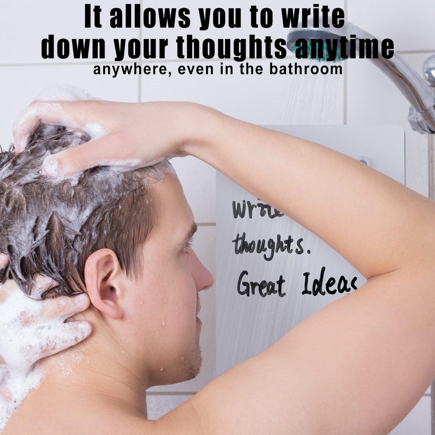Yexiya 2 Pieces Shower Notepad Waterproof Shower Whiteboard with Suction Cup Dry Erase Board for Shower Shower Writing Pad Board on The Bathroom Wall with Pen for Adults Home Office (6 x 9 Inch)