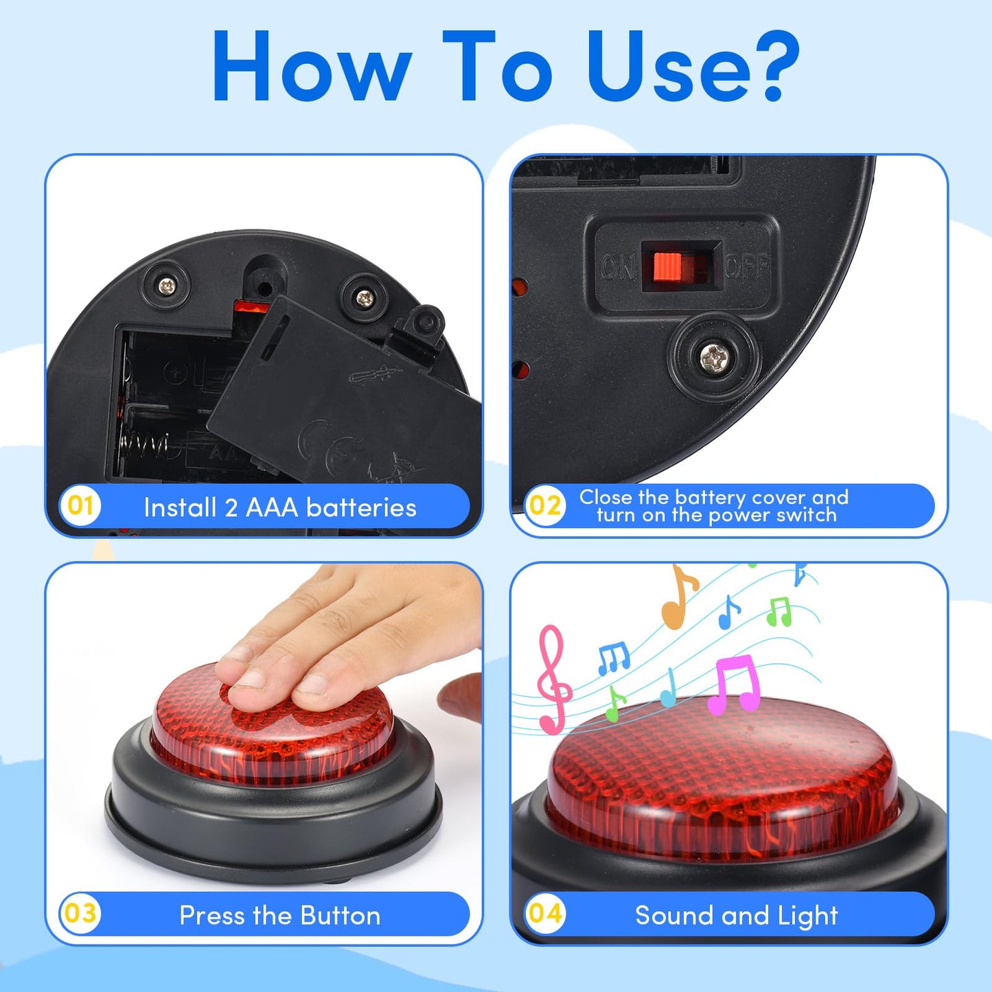 8 Pack Buzzers for Trivia Games,Classroom Must Haves Answer Buzzers, Family Feud Buzzer with Lights and Sound for Quizzes Party, Game Show Buzzer Buttons for Kids, Adults and Teacher Supplies