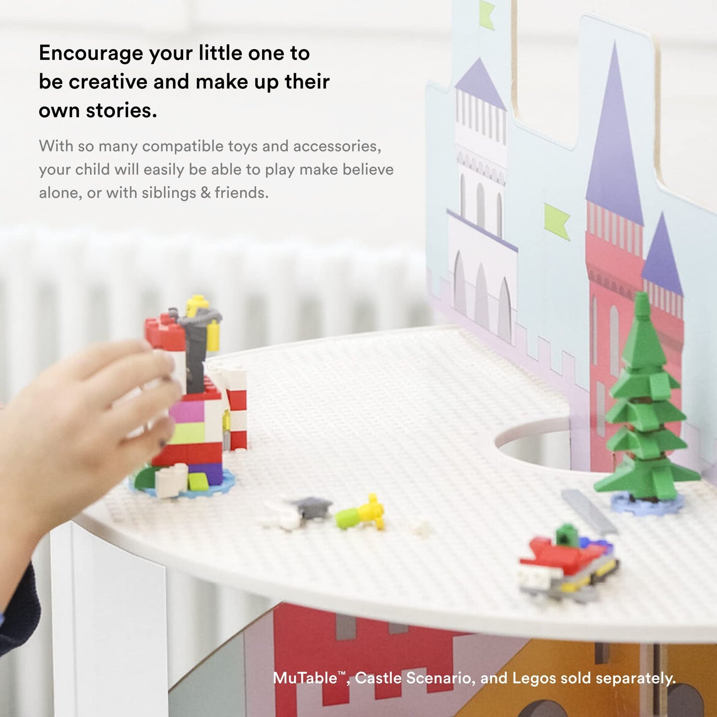 Stokke MuTable Bricks Tower - Includes Two Double-Sided Brick Bases & Eight Pillars - Compatible with Lego Classic & Duplo - for Ages 3+