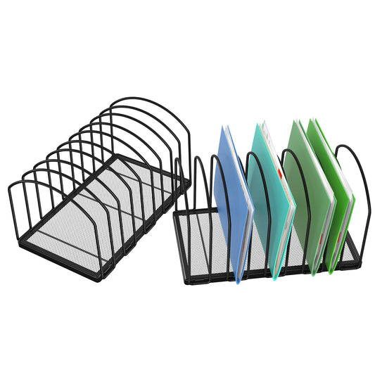 Simple Trending 2 Pack 9 Section Metal File Sorter Organizer for Desk Home Office, Black