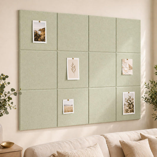 Baysola Felt Bulletin Board Panels 48 x 36 Inch Self Adhesive Wall Tiles Cork Board Alternative for Office Classroom Photos Notes 12 Pack