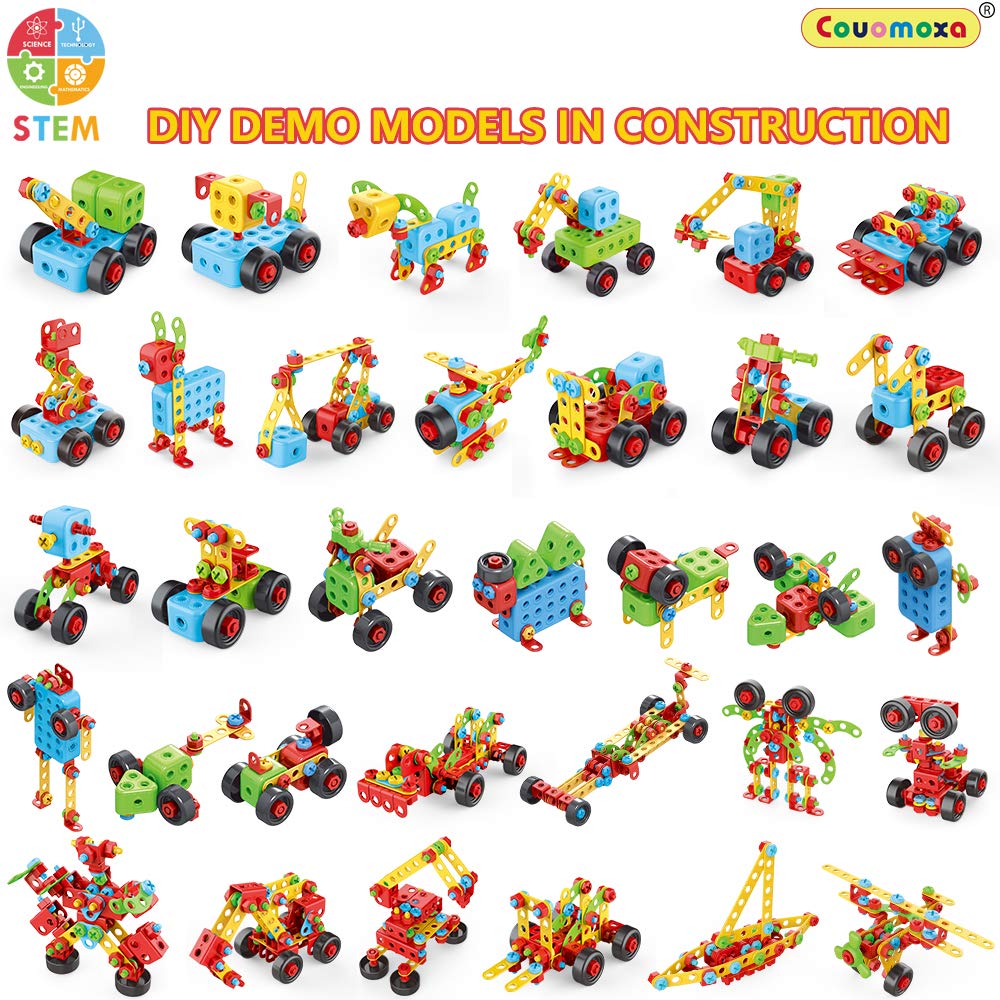 COUOMOXA 404 Pcs Building Toys STEM for Kids: 62 DIY Demo Models Construction Creative Set - Educational Toy for 5 6 7 8 9 10+ Years Old Kids Home School - Birthday Gift for Boys Girls