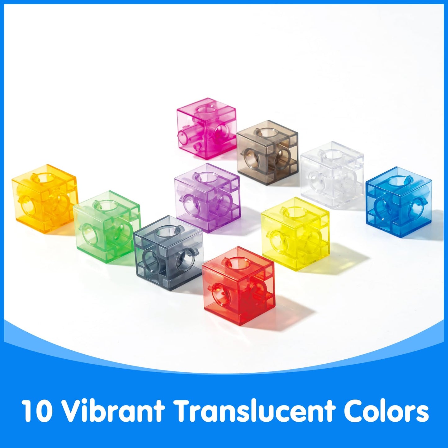 Odoorgames Translucent Linking Cubes – Engaging Math Toy, Light Table Manipulatives, Math Blocks for Early Learning and Creative Play