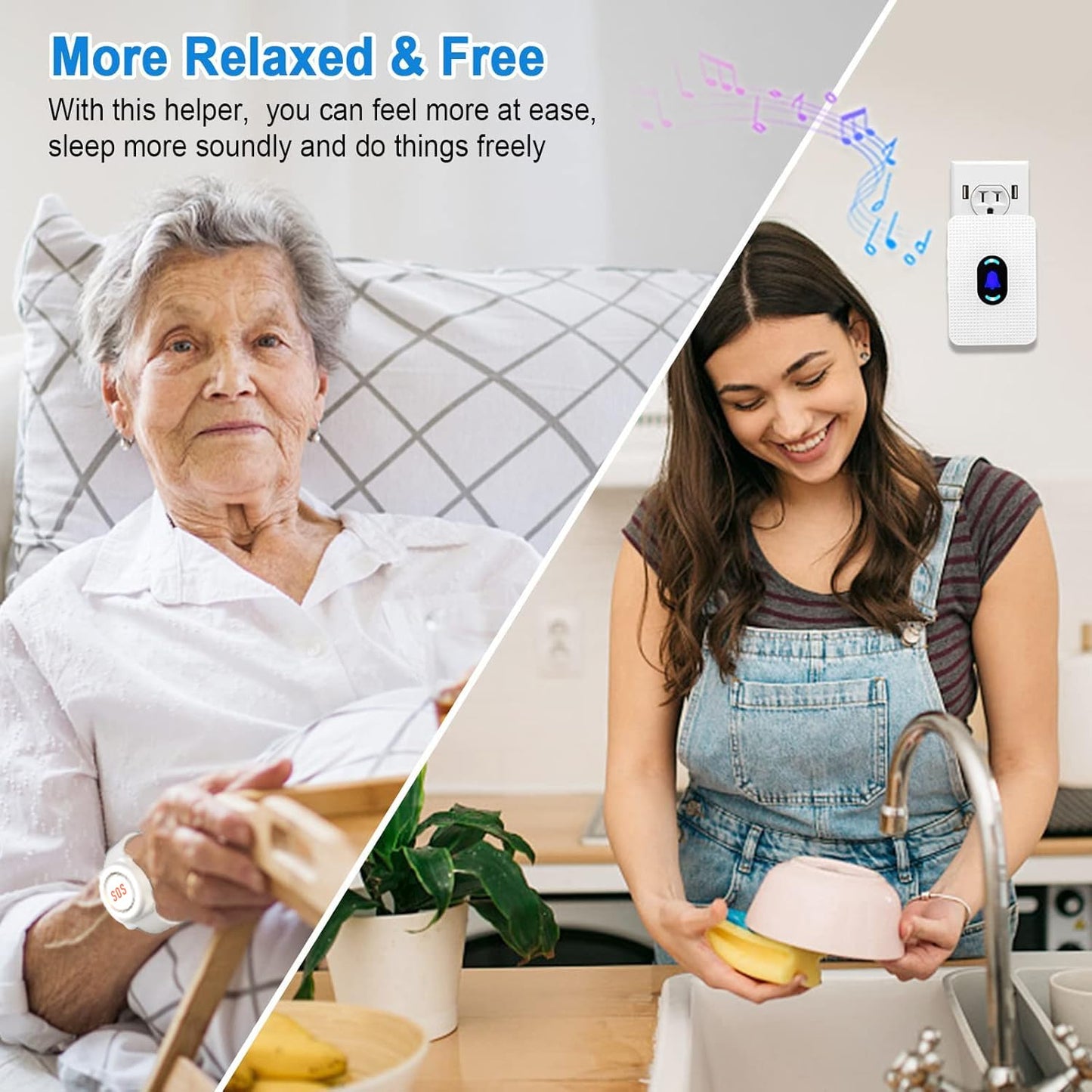 Daytech Wireless Caregiver Pager Call Button for Elderly at Home, Alert Button for Seniors, Emergency Watch for Disabled Patient, Caregiver Alert System with 3 Receiver, Medical Help Button