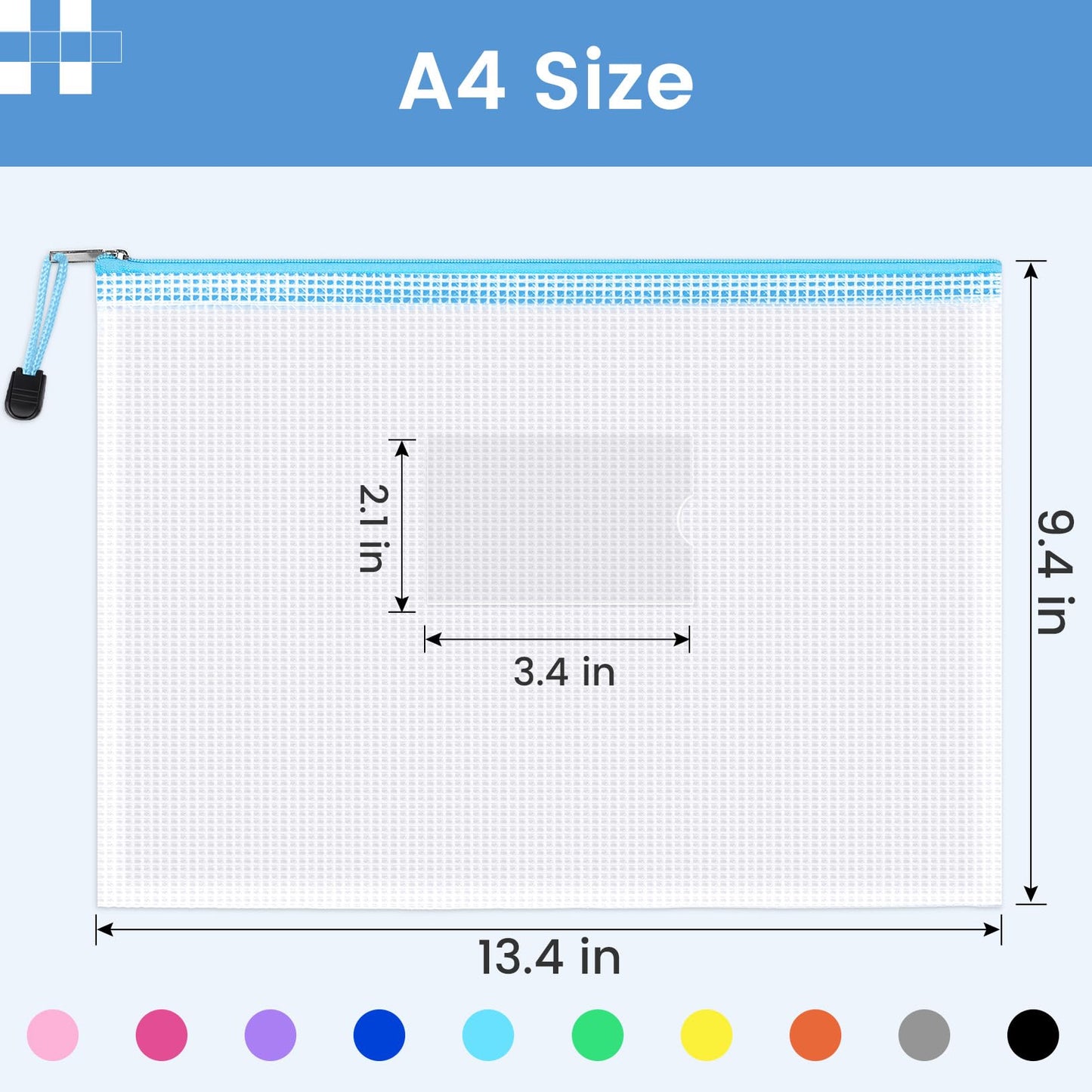 Sooez 20 Pack Mesh Zipper Pouch Bags, A4 Letter Size, Zipper Bags with Label Pocket, Waterproof Bag for Classroom Organizer, School Office Teacher Supplies, Storage Pouches for Board Game Toy Storage