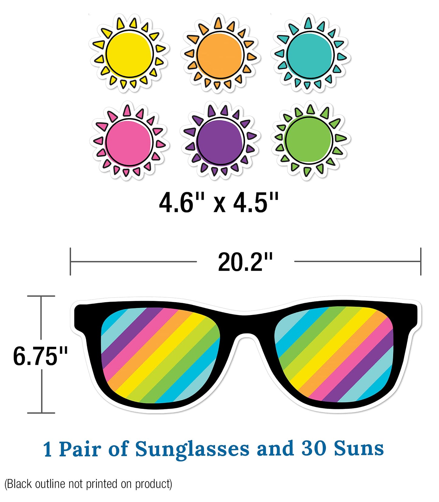 Carson Dellosa Kind Vibes Bulletin Board Set—This is One Bright Bunch Motivational Header with Sunglasses and Sun Cutouts, Bulletin Board Decor (39 pc)