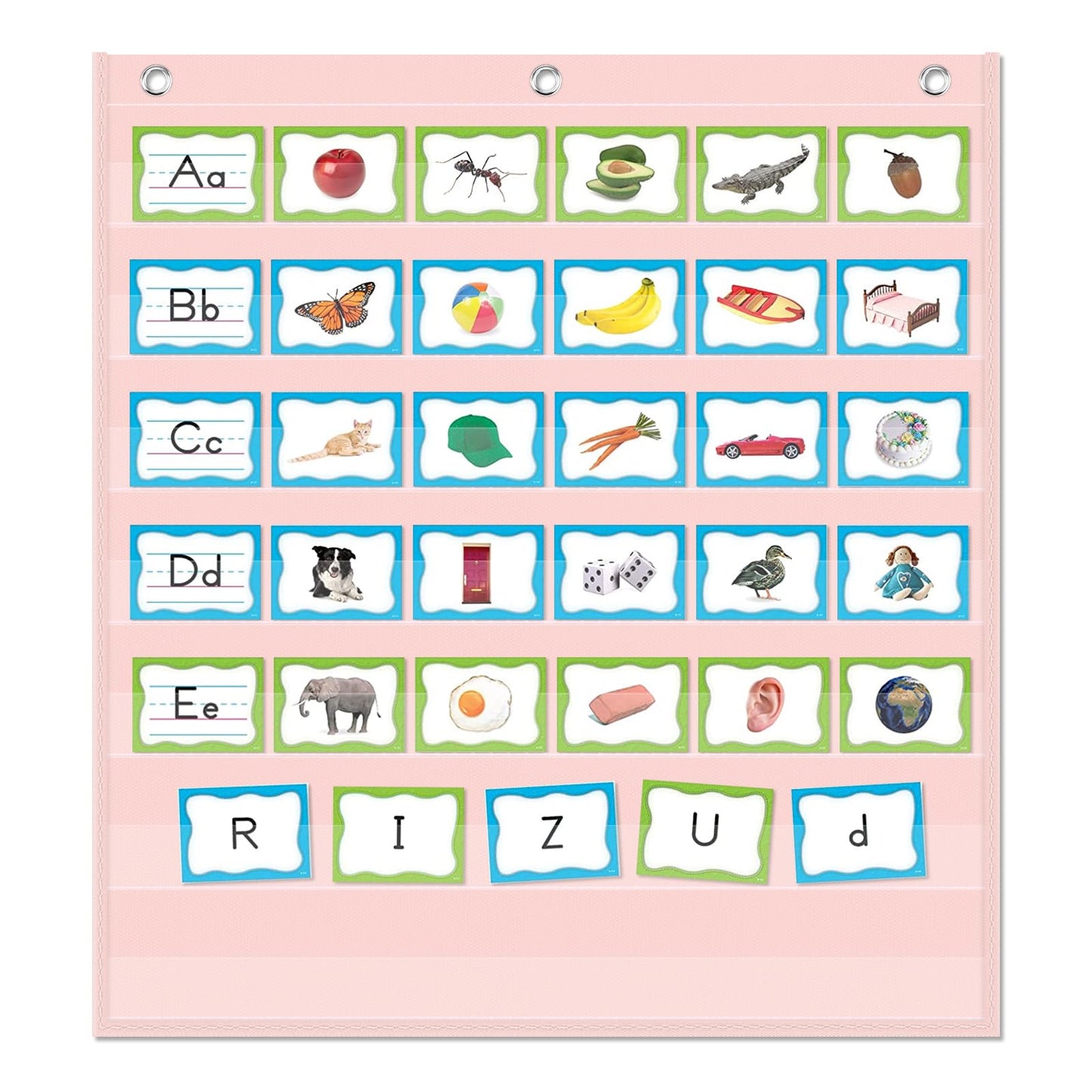 Godery Pink 7 Pocket Chart for Classroom (28" x 28")(Pink)
