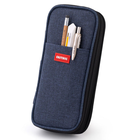 EASTHILL Big Capacity Pencil Case Large Pencil Pouch Stationery Pen Bag for Teen Girls-Deep Blue