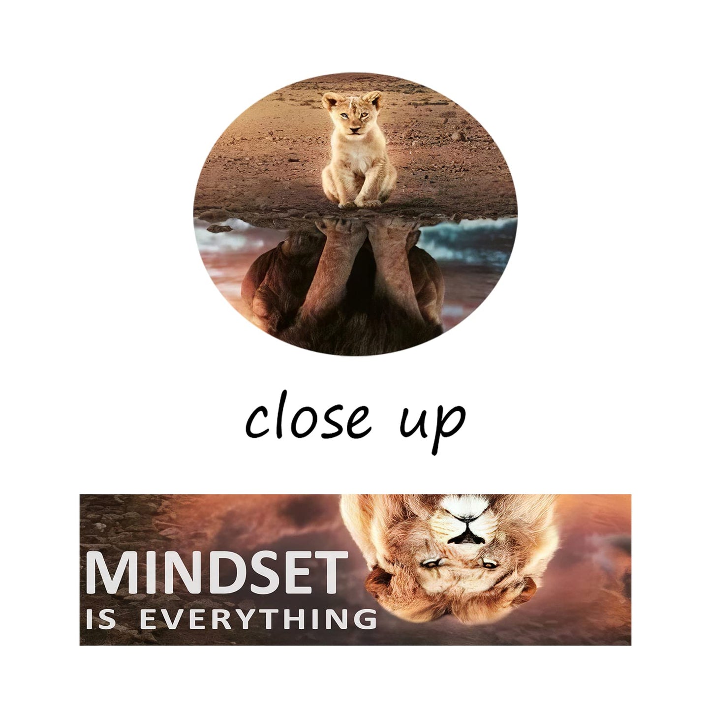Motivational Canvas Wall Art Mindset is Everything Inspirational Entrepreneur Quotes Posters Print Artwork Small Lion Big Lion Painting Picture for Home Office Framed Ready to Hang [18''W x 12''H]