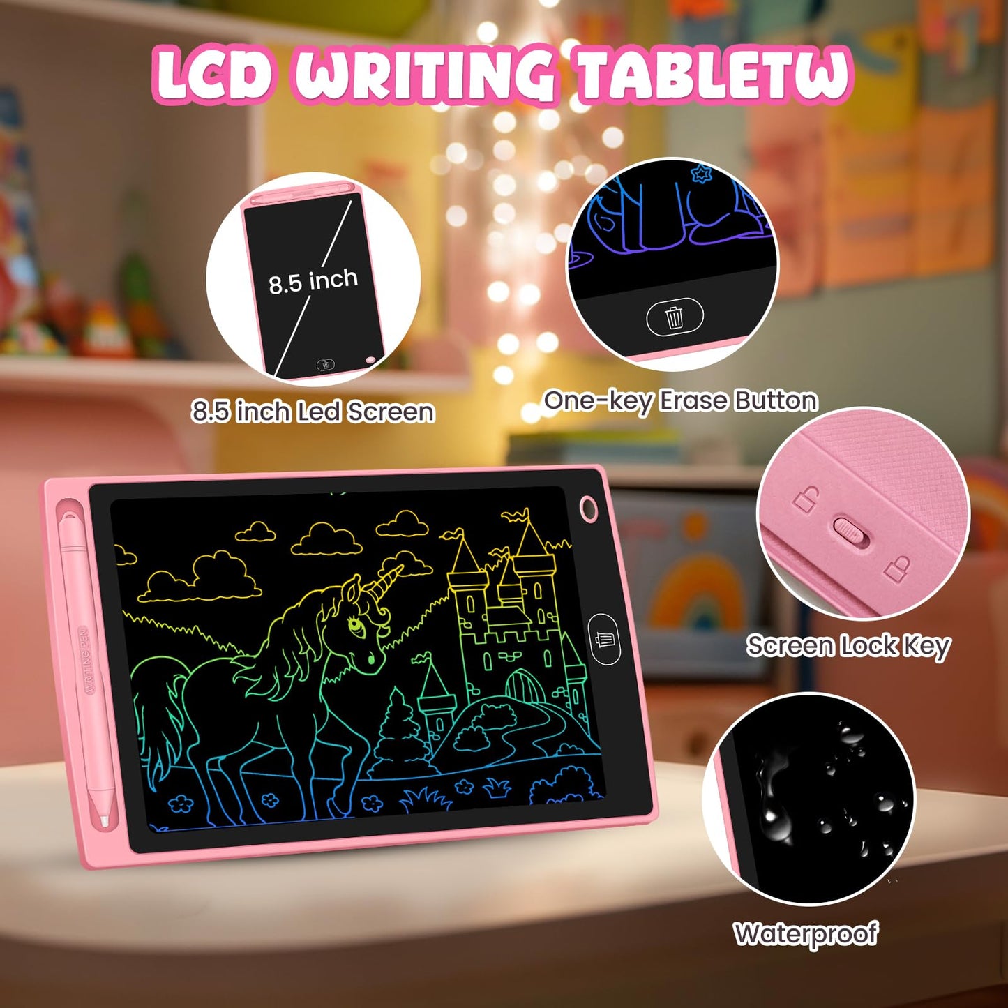 12 Pack LCD Writing Tablet for Kids - Erasable and Reusable Toddler Doodle Board in 8.5 inch, Ideal Drawing Pad for Learning Toy for Ages 3-8, Gift for Girls Boys