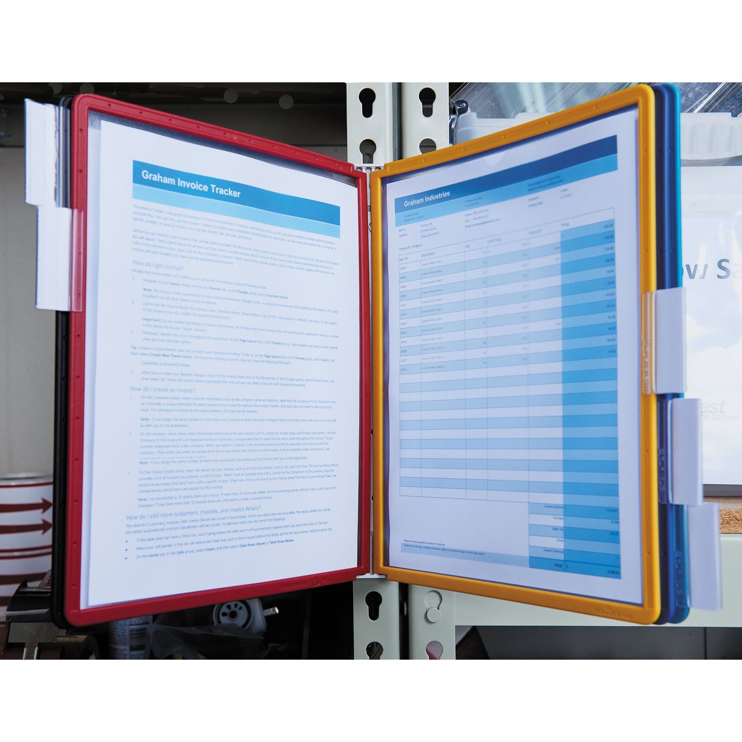 Durable Vario Magnetic Wall Reference System, 5 Panels, 10 Pockets, Assorted Borders