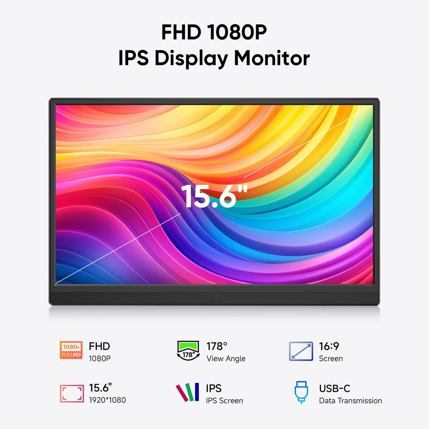 Dopesplay 15.6'' Portable Monitor, FHD 1080P Laptop Screen Extender, Ultra-Slim IPS HDR Travel Display with Speaker, Dual Full-Function USB-C & HDMI External Monitor for Mac PC Phone Xbox PS5 Switch