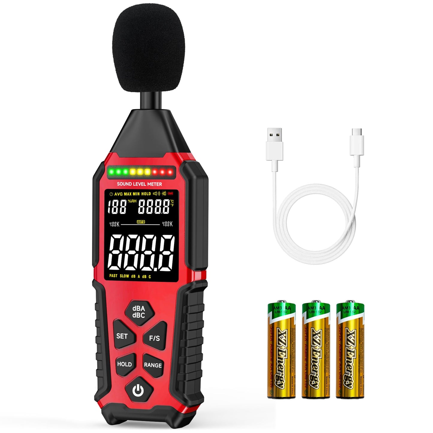 Power Supply Available Decibel Meter, Gedaye Sound Level Meter, A/C Weighted SPL Meter, Noise Measure Device 30-130dB, Noise Detector Sound Monitor Decibel Reader Classroom Factory Noisy Neighbor