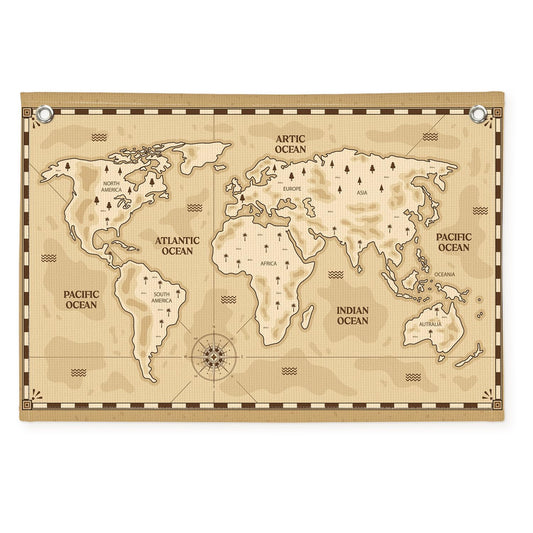 Wheatwin World Map Wall Art Banner for Kids 20x30, Vintage World Maps for Wall, World Map Cute Animal Educational Tapestry Wall Hanging Canvas Wall Decor Banner Flag Decor for Kids Room Playroom Classroom
