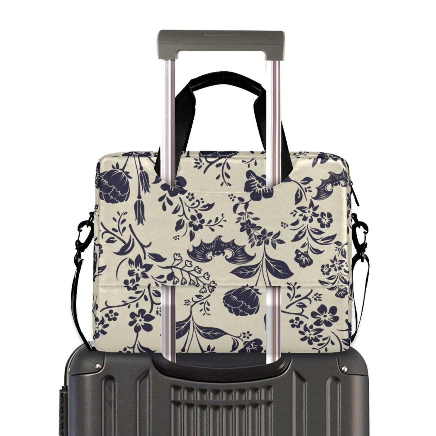 Goth Bat Flower Laptop Case 15.6 inch Computer Bag Waterproof Laptop Briefcase Laptop Bag for Women & Men