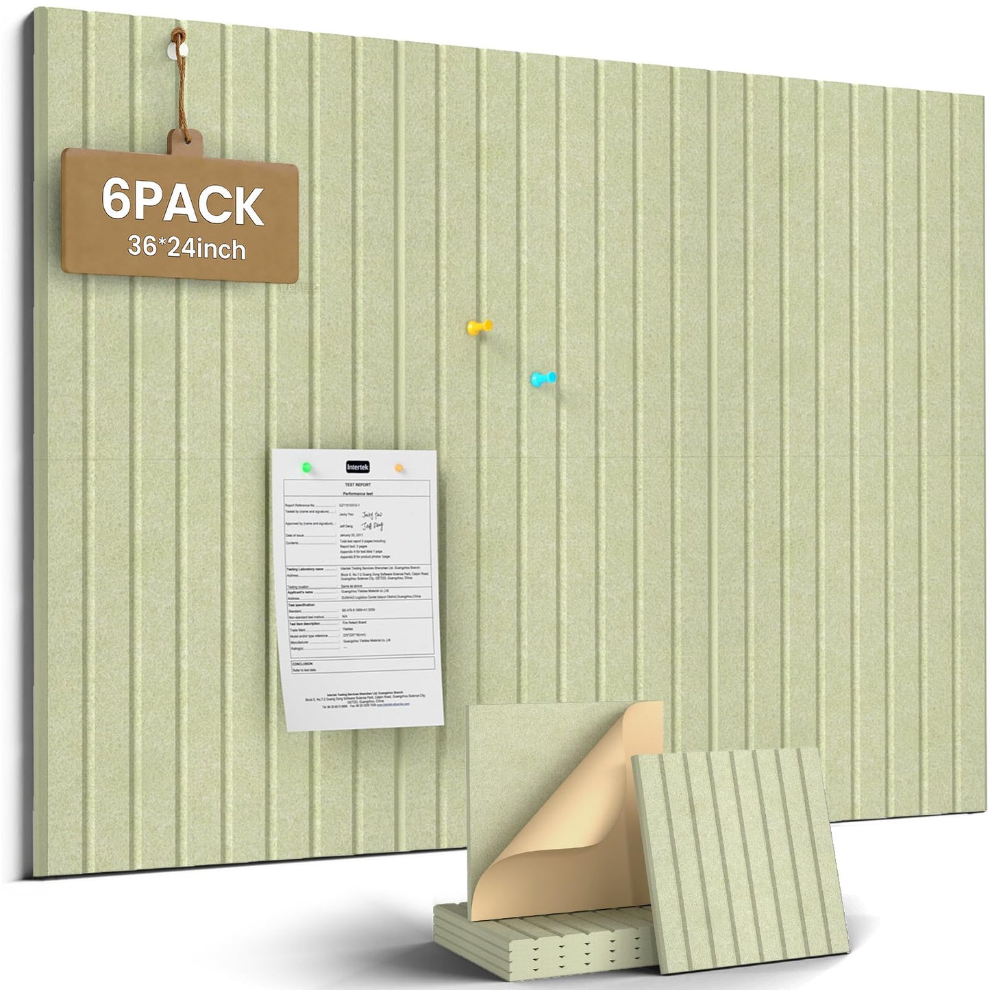 JBER Large Felt Bulletin Board 36" x 24" - 6 Pack Felt Wall Tiles, Cork Board Alternative to Use in Office & Home Decor, Classroom Decor, Vision Board to Display Your Photos(Grass Green)