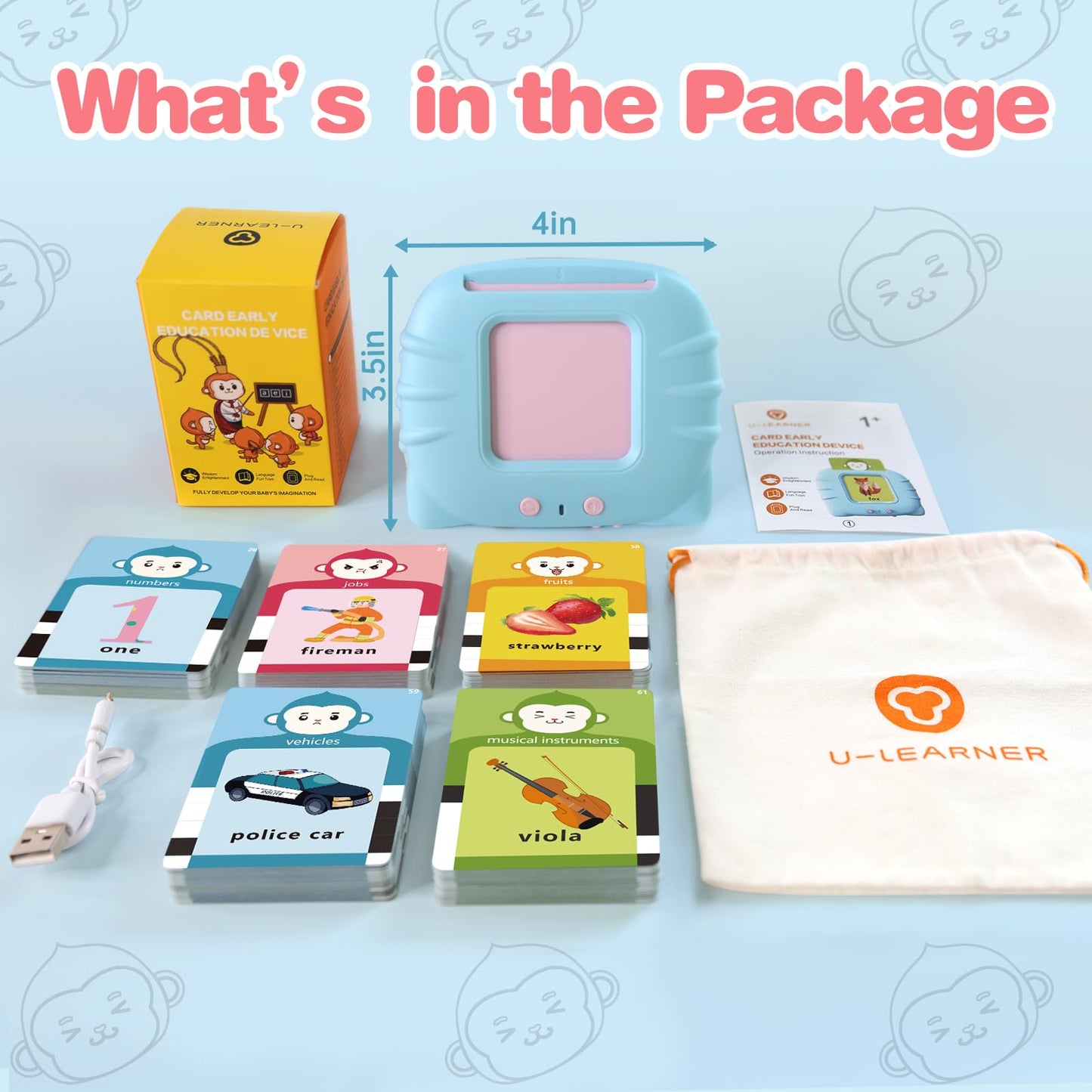 U-LEARNER 296 Sight Words Talking Flash Cards for Toddlers 1 2 3 4 5 Year Old, Pocket Speech, Sensory Speech Therapy Toys, Educational Learning Toys for Montessori and Autism Children, Gifts for Boys