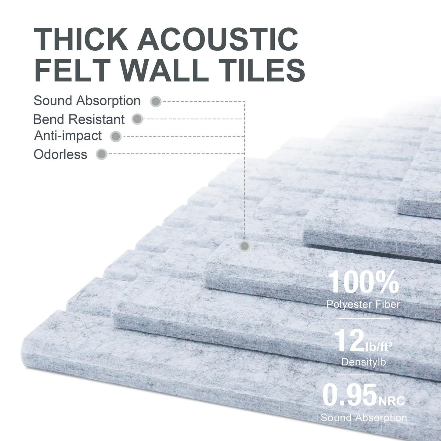 G Gamit 0.47" Thick Felt Pin Board 36"x24" Large Cork Board Alternative 6 Pack 11.81"x11.81"Felt Bulletin Board Wall Tiles Notice Board with 30 Pushpins for Home Office School(Fine-Silver Grey)