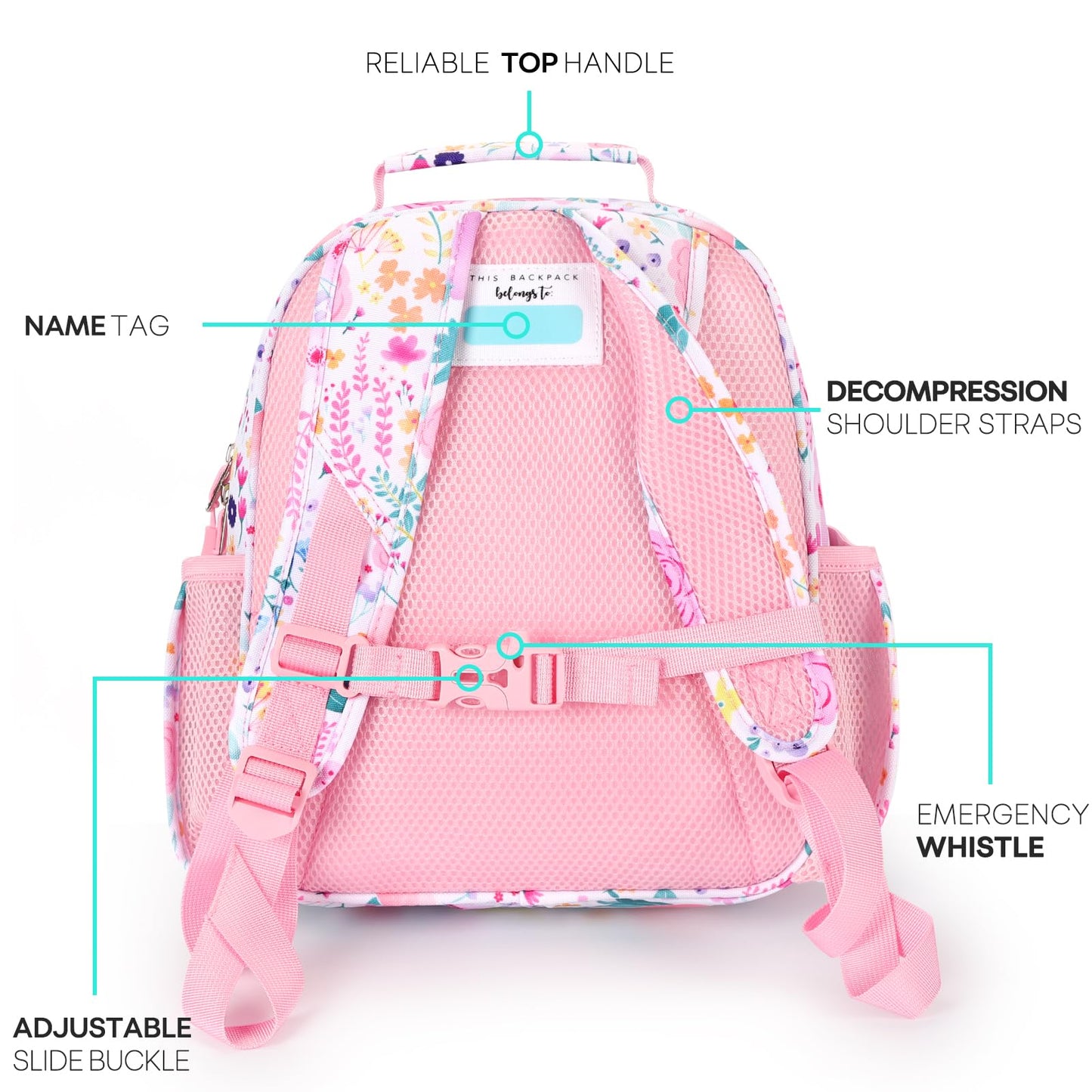 mibasies Kids Backpack for Girls: Girls Backpack 5-8 - Kindergarten Elementary School Bookbag for Girl - Flower Pink