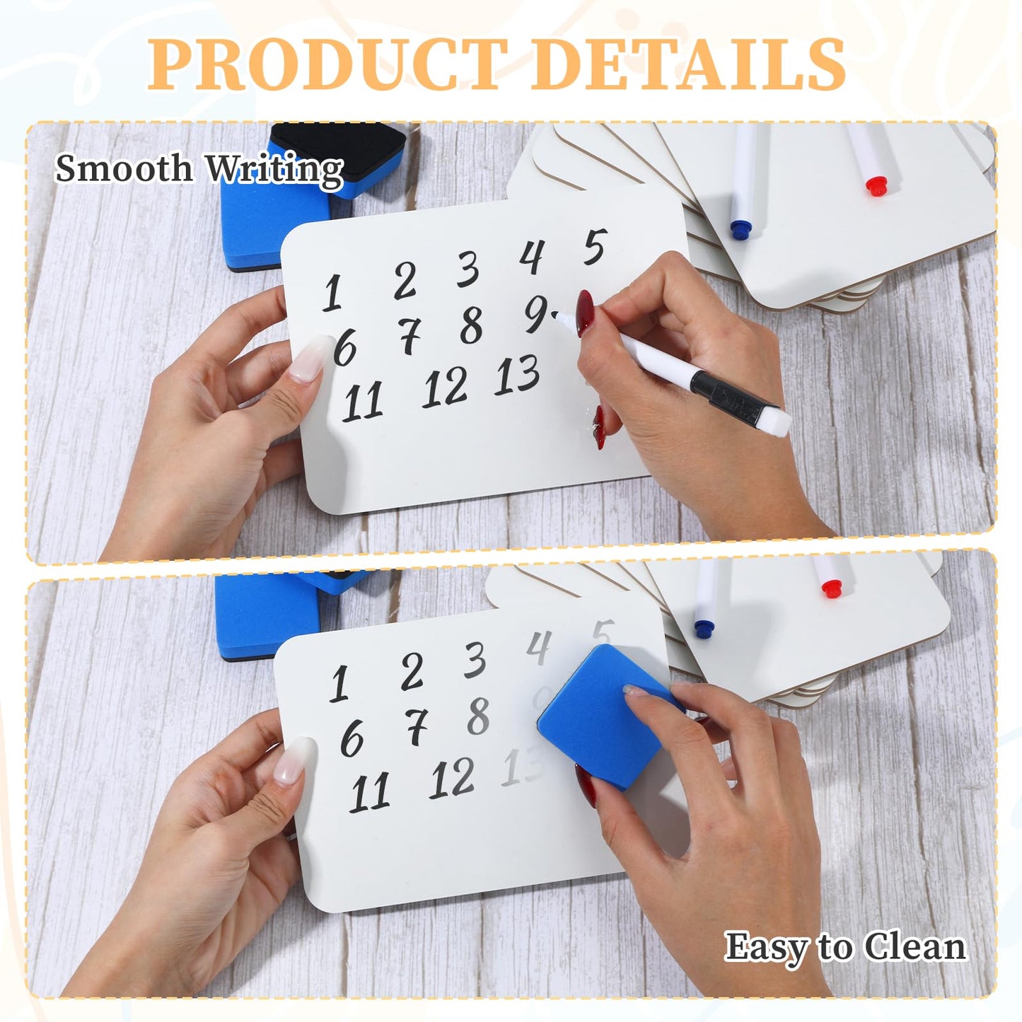 6 Sets Mini Whiteboard Small Dry Erase Board 5''x 7'' Double Sided Small White Board Dry Erase with Markers Erasers Pen Holders Portable Mini Whiteboard for Classroom Teacher Home Office