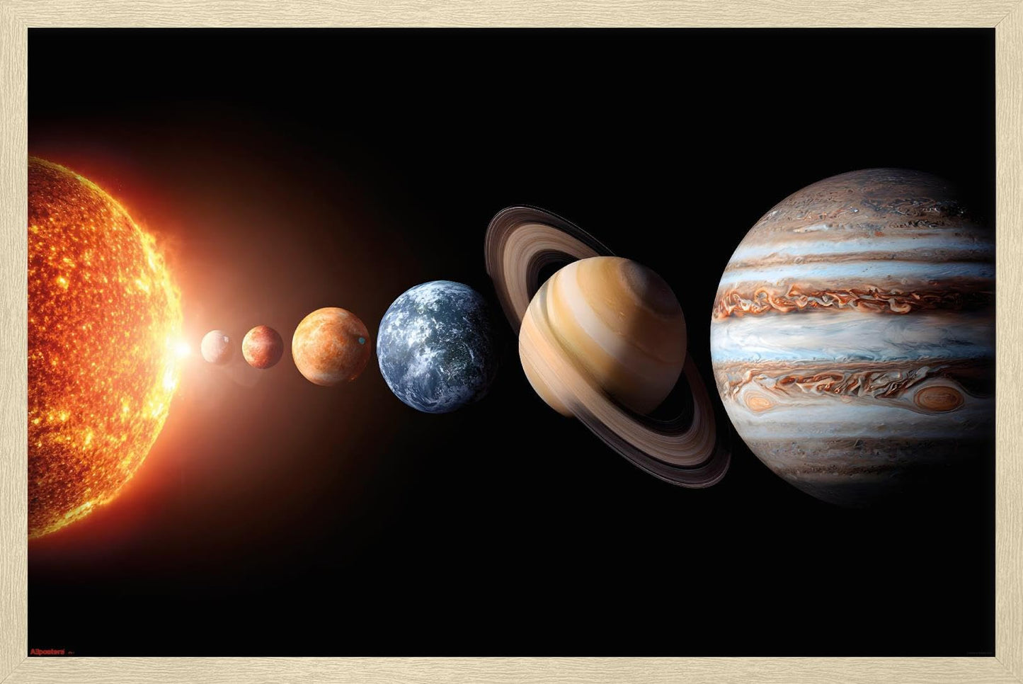 Science - Solar System Planets 26 Wall Poster, 34L" x 22.4W", Blonde Framed Version