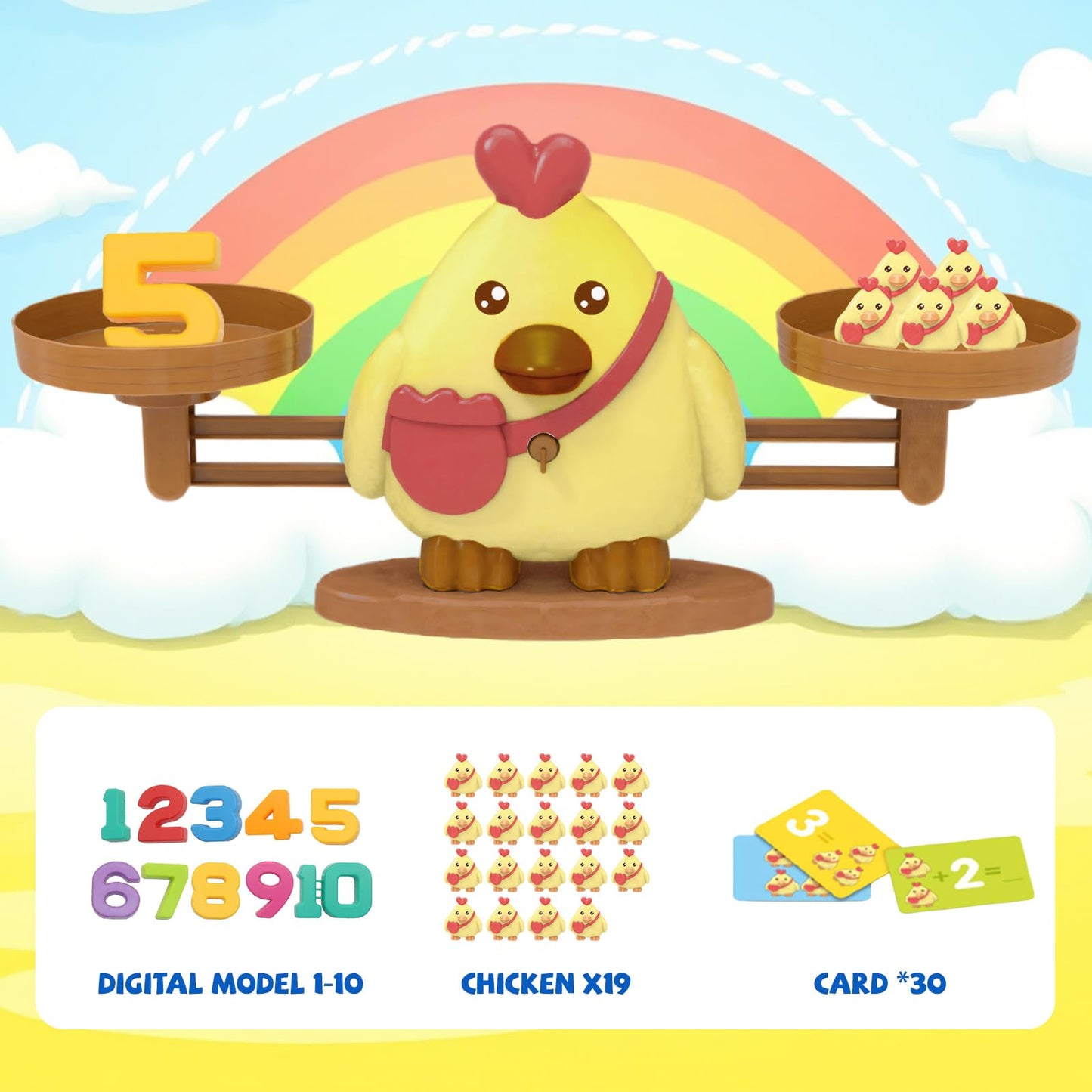 Snugzy Chicken Balance Counting Toys, Number Counting Scale Games for Kids Cool Math Learning Games for Boys and Girls Preschool Kindergarten Learning STEM Montessori Educational Toys for 3+