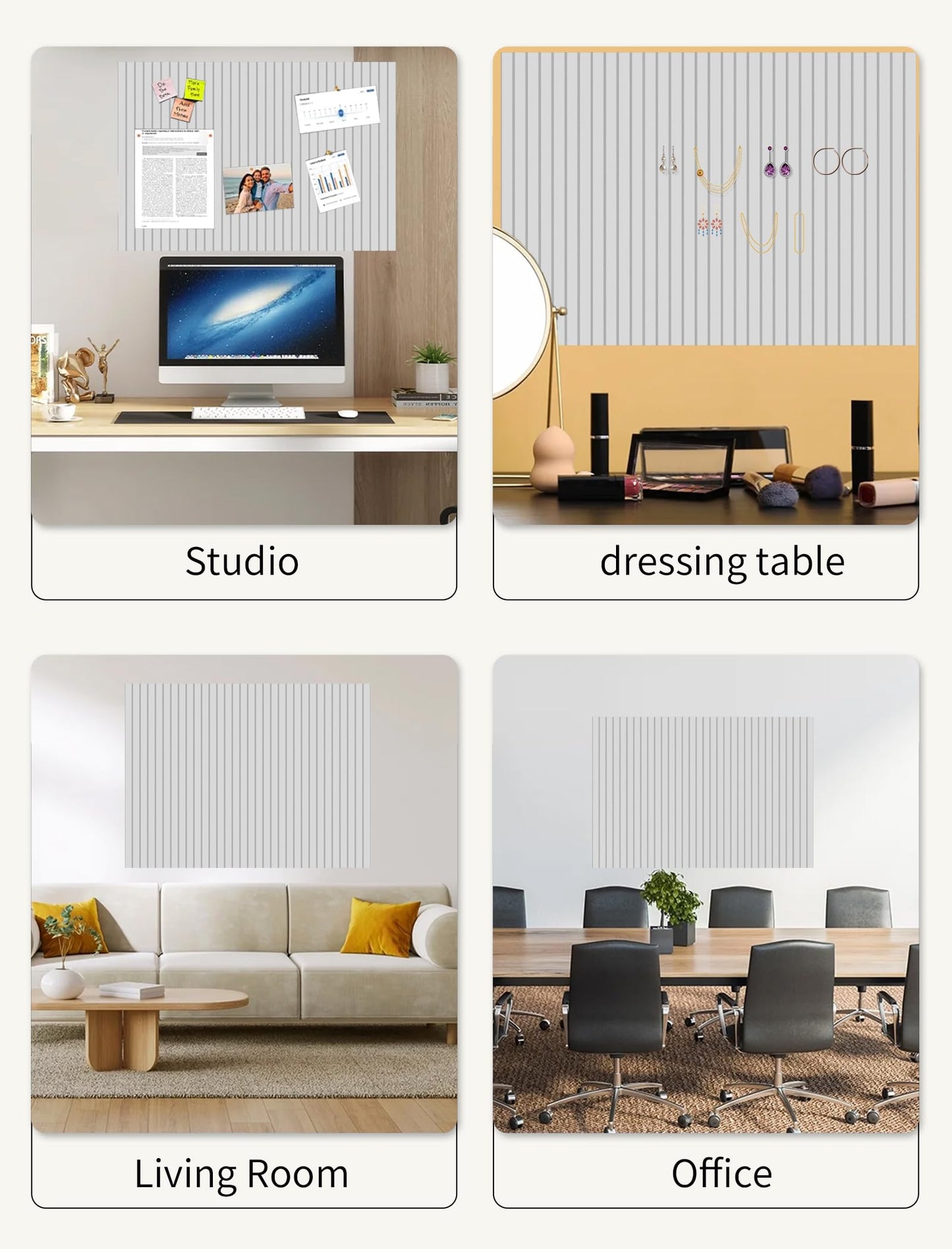 Large Bulletin Board 48"x 24" Cork Boards for Walls, 8 Pack Felt Wall Panels Photo Board, Cork Board for Office Home Pin Board