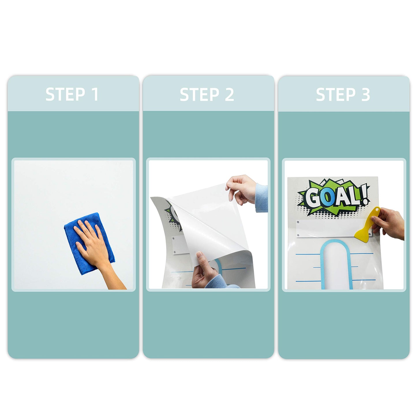 Fundraising Thermometer Chart Goal Tracker Decal - 48"x12" - Dry Erase Goal Setting Wall Poster Thermometer - Removable Giant Sales Goal Vinyl Sticker (Blue)